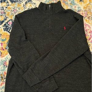 EUC Polo by RLauren Estate Rib Men’s Quarter Zip Pullover charcoal gray size XL